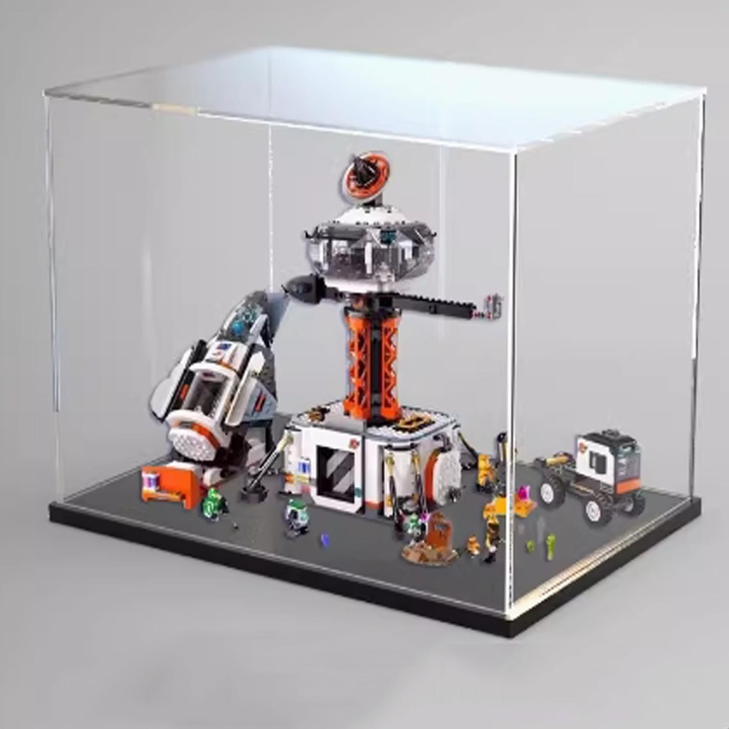 Acrylic Display case for Lego 60434 Space Shuttle Model Dustproof Transparent Collections Display Case Display Box only Black Base