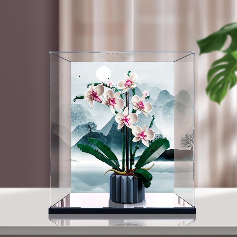 3MM Acrylic Display Case for Lego Orchid 10311 Building SetDustproof Clear Display Case Compatible with Lego 10311Not Include The Model Mirror base painted