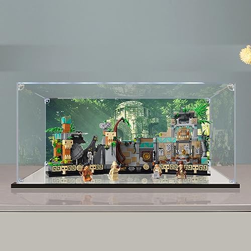 AZIZAT Acrylic Display Case Is Compatible with Lego Jones Temple 77015 Building Kit Model Collectibles Dustproof Clear Display Box only Storage Box background 3mm