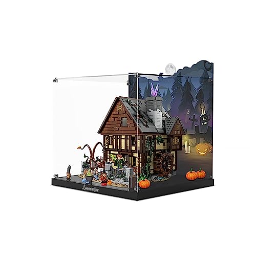 AZIZAT Acrylic Display Case Clear Show BoxDisplay Box for Lego 21341 Witch Sisters Enchanted House Building Block Model Only Storage Box 3mm