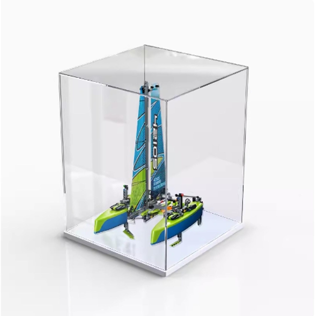 Acrylic Display Case For Lego 42105 Floating catamarans Model Dustproof Transparent Acrylic Display Case Storage Box Model Not Included White base