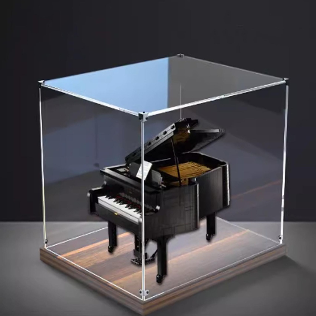 Acrylic Display case for Lego 21323 Piano Model Dustproof Transparent Collections Display Case Display Box only Walnut Base