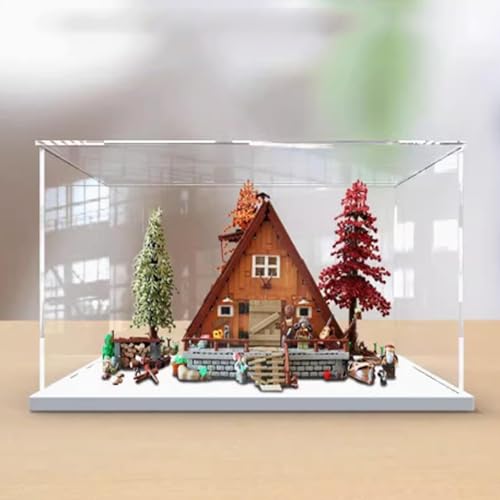 Acrylic Display case for Lego 21338 Chalet Model Dustproof Transparent Collections Display Case Display Box only White Base