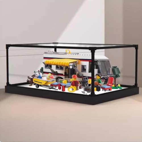 Acrylic Display case for Lego 31052 Camper Model Dustproof Transparent Collections Display Case Display Box only White Base