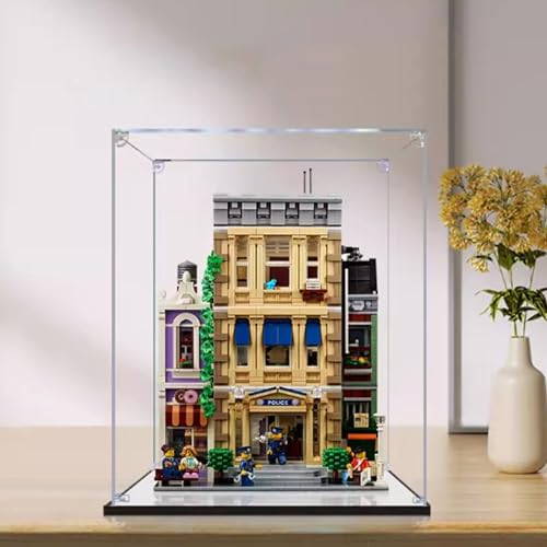 Acrylic Display Box Compatible with Lego 10278 Shop Newspaper Model Kit Thickened Base Collectible Gift Display Box Storage Box Box Only mirrors 3mm