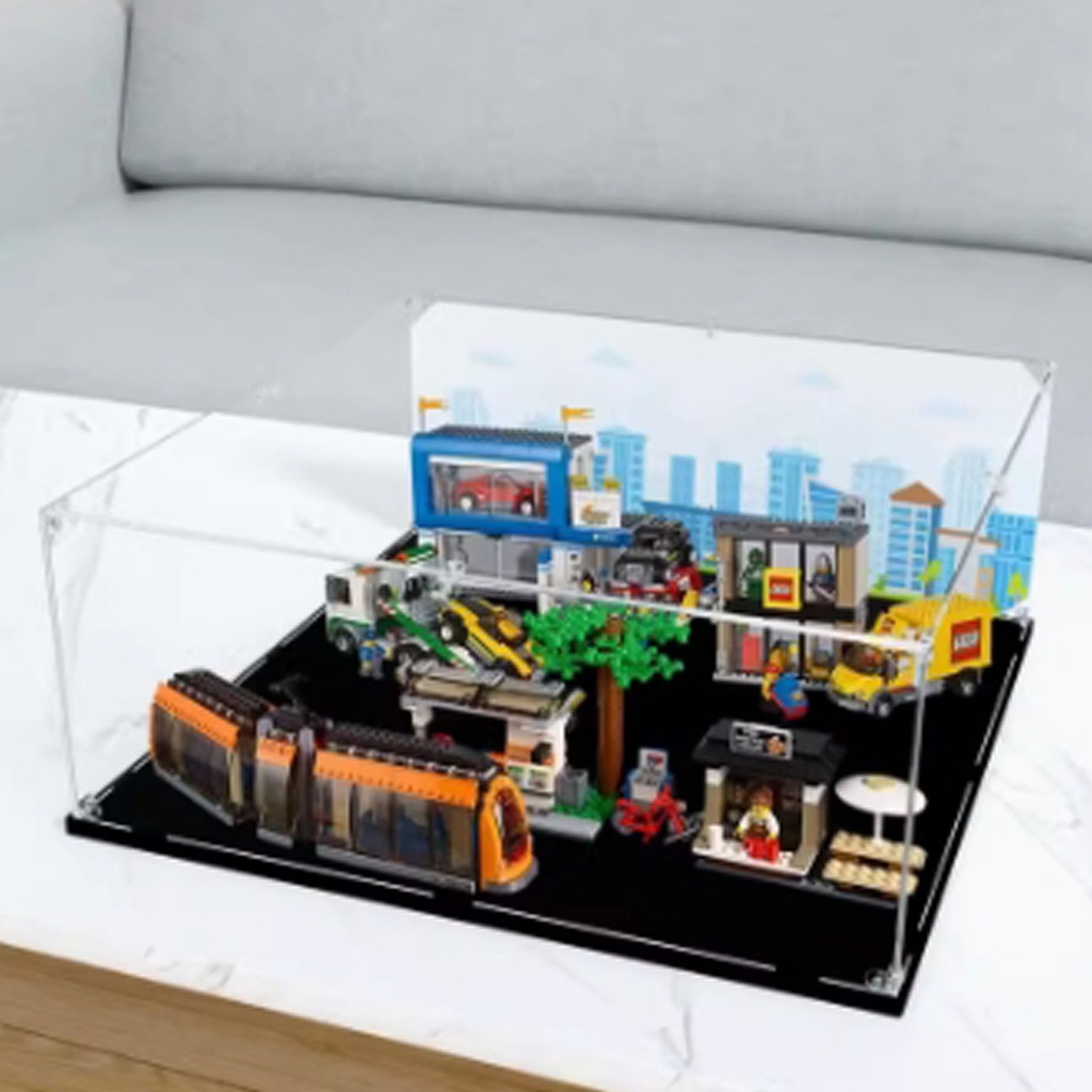 Acrylic Clear Display Case for Lego 60097 City Plaza Display BoxBuilding Block Collectibles Transparent Dustproof Showcase Storage Box Display Box Stand for Only Case 3mm