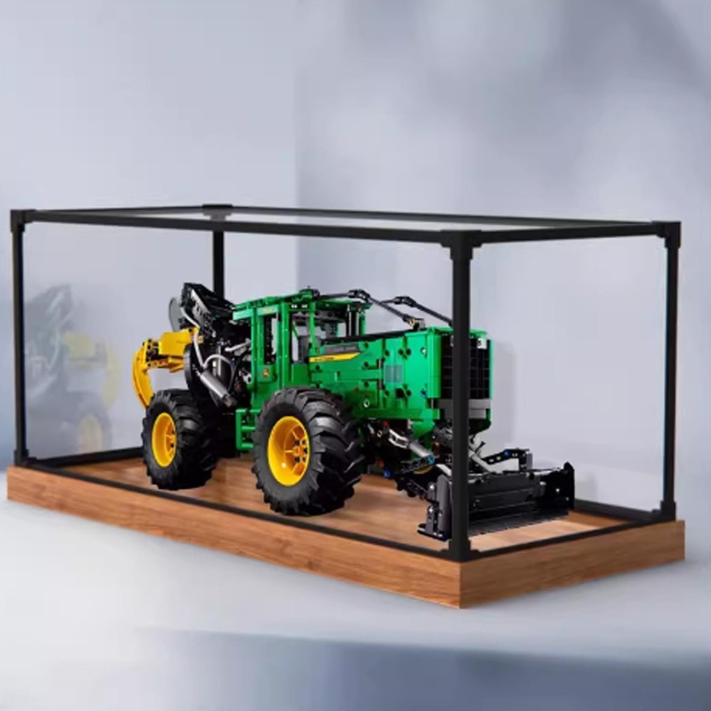 Acrylic Display case for Lego 42157 Tractor Model Dustproof Transparent Collections Display Case Display Box only Woodgrain Base