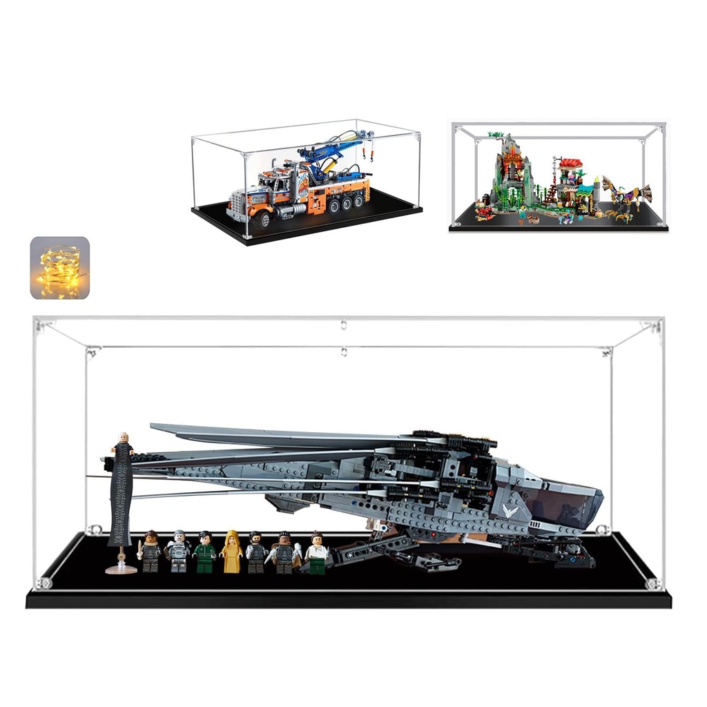 256x98x118in 3mm Large Acrylic Display Case for Lego Dune Atreides Royal Ornithopter 10327 948LII Skidder Tractor 42157 42128 75315