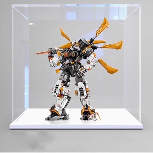 Acrylic Display case for Lego 71821 Dragon Mecha Model Dustproof Transparent Collections Display Case Display Box only White Base