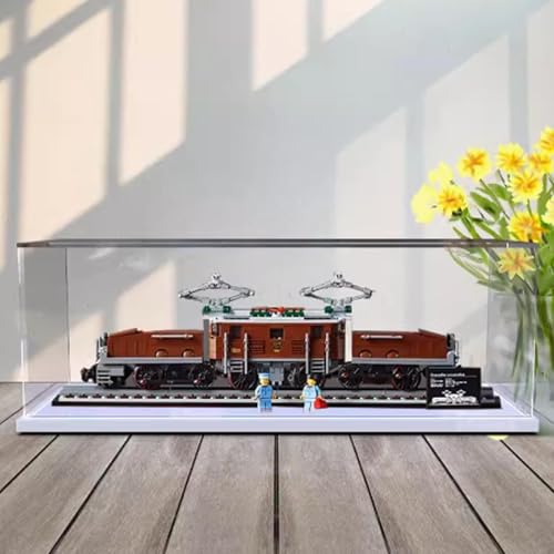 Acrylic Display case for Lego 10277 Locomotives Model Dustproof Transparent Collections Display Case Display Box only White Base