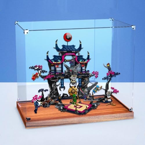 Acrylic 3mm Display Box for Lego 71813 Bad Wolf Mask Shadow Dojo Model Transparent Dustproof Display Box Storage Box Compatible with Lego 71813 Model Model Not Included Wooden Base