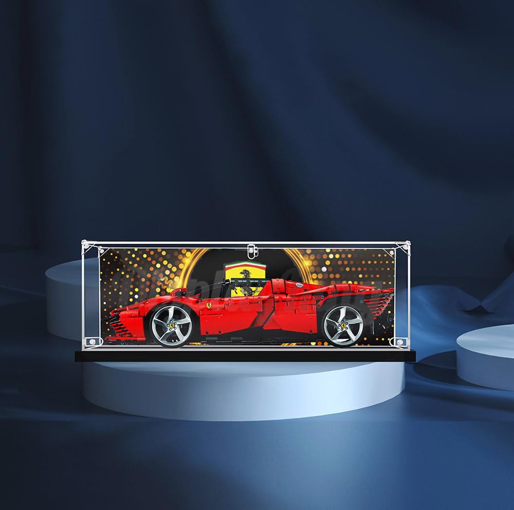 Acrylic Display case for Lego Ferrari Daytona SP3 42143 Lego Set is not Included with Theme Background
