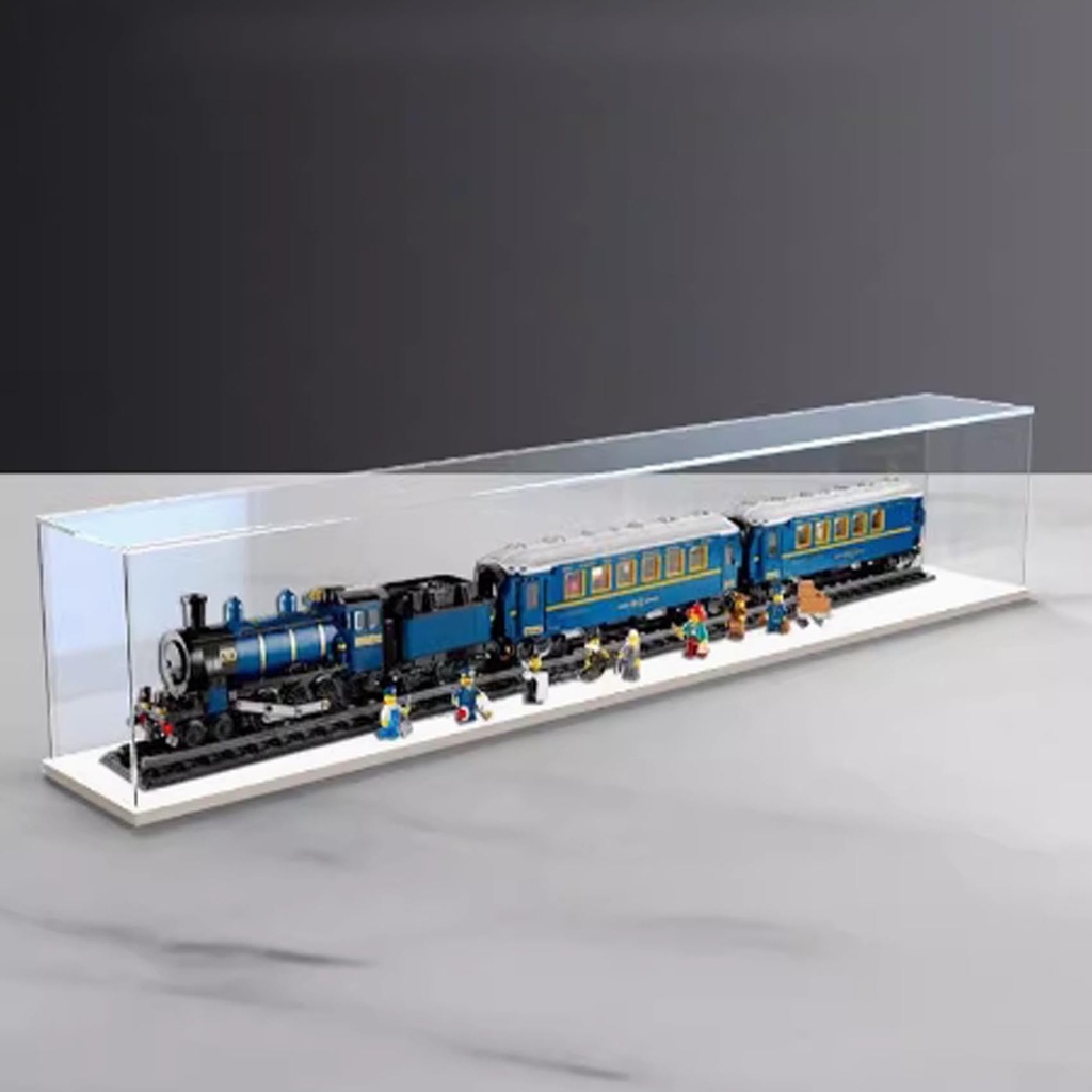 Acrylic Display case for Lego 21344 Trains Model Dustproof Transparent Collections Display Case Display Box only White Base
