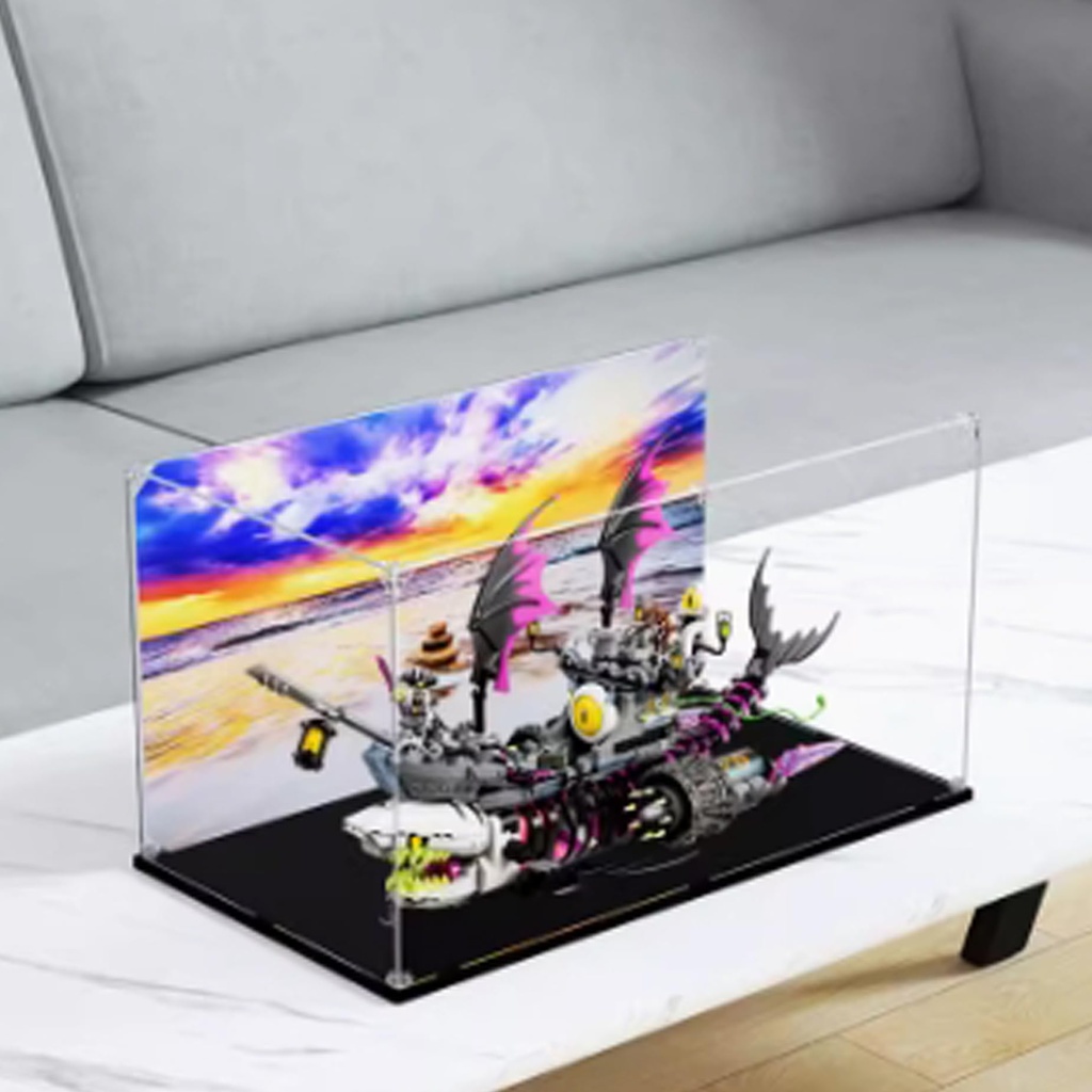 Acrylic Clear Display Case for Lego 71469 Nightmare Shark Ship Display BoxBuilding Block Collectibles Transparent Dustproof Showcase Storage Box Display Box Stand for Only Case 3mm