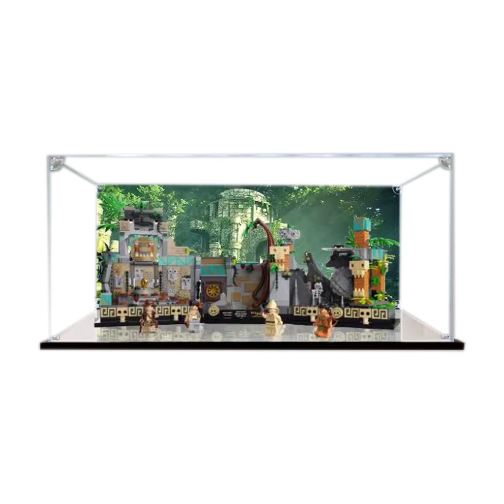 Acrylic Display Case for Lego Indiana Jones Temple of The Golden Idol 77015 Showcase Protect Decorate Model with Dustproof Storage Background A