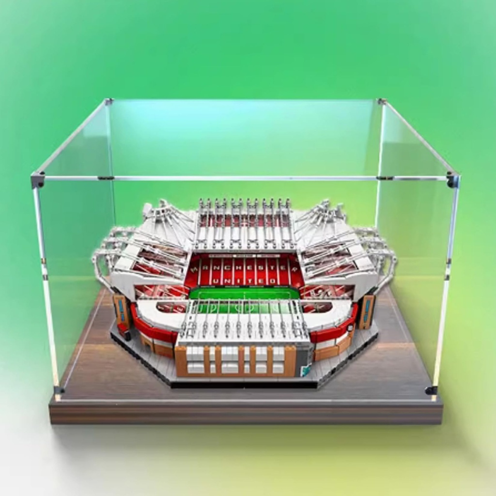 Acrylic Display box for Lego 10272 Football field Transparent Dustproof Display box Compatible with Lego 10272 construction kit model not included Walnut color
