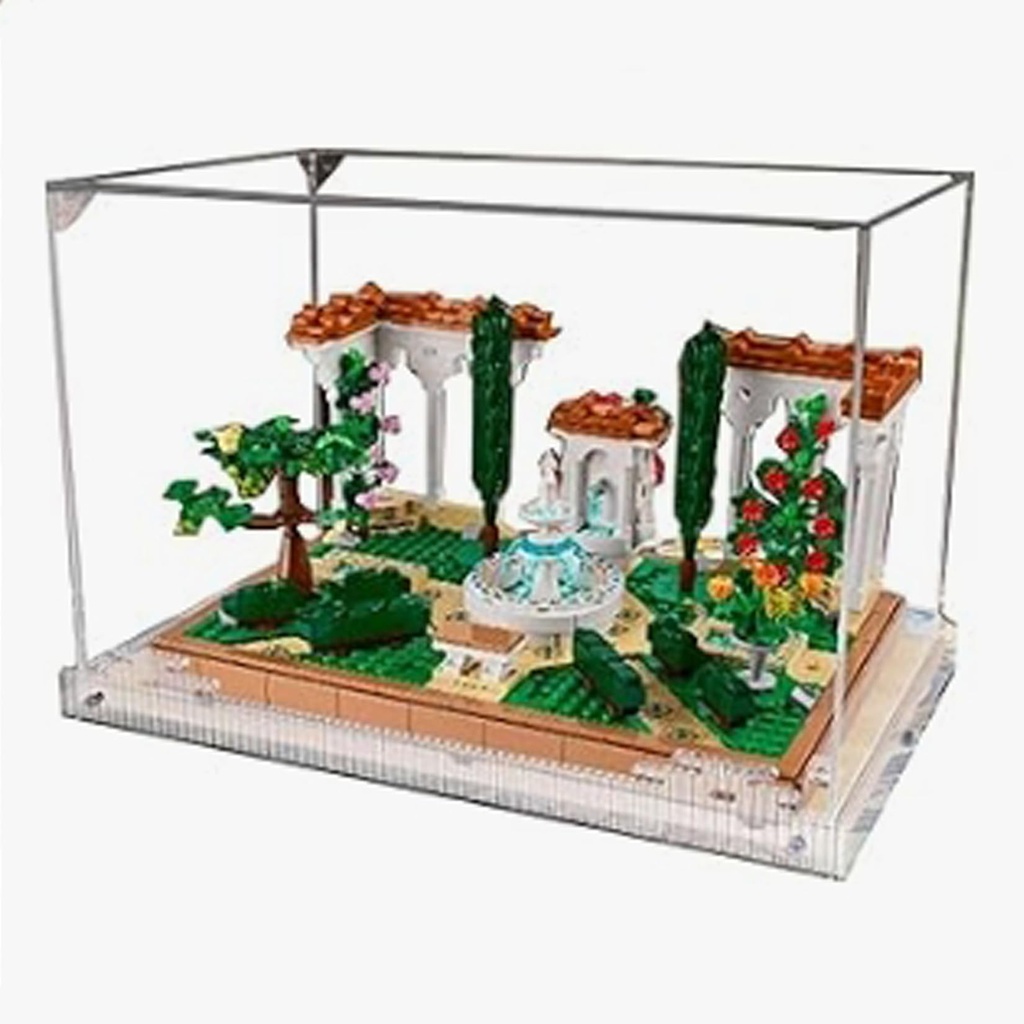 Acrylic 3mm Display Box for Lego 10359 Spanish Fountain Garden Model Transparent Dustproof Display Box Storage Box Compatible with Lego 10359 Model Model Not Included