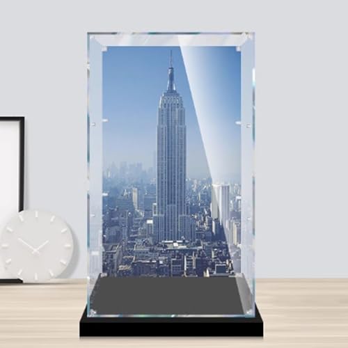 Acrylic Clear Display Case for Lego 21046 Empire State Building Display BoxBuilding Block Collectibles Transparent Dustproof Showcase Storage Box Stand for Only Case 3mm Background