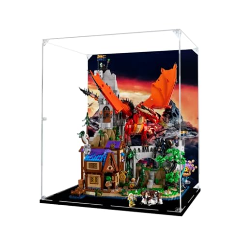 Figures Display Box for LEGO 21348 for Dungeons Dragons Red Dragons Tale Acrylic Dustproof Transparent Custom Display Case No Model background C