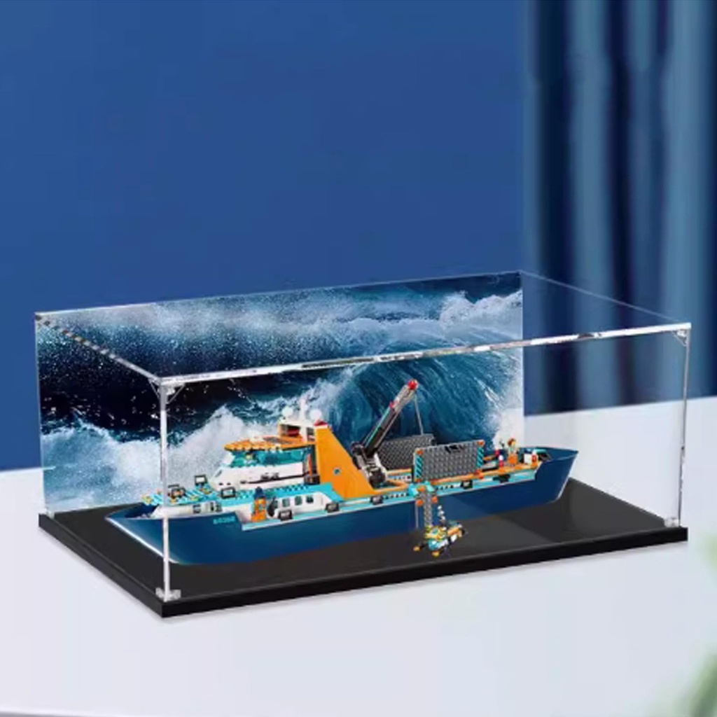 Acrylic Transparent Display Box Compatible with Lego 60368 Jumbo Wheel Model Dustproof Display Gift Protect Decorations Collectibles Storage Organizer Box Only Painting on Back Only