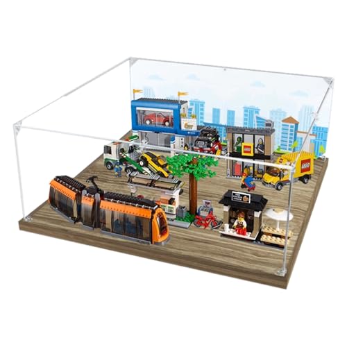 Acrylic 3mm Display Box for Lego 60097 City Square Model Transparent Dustproof Display Box Storage Box Compatible with Lego 60097 Model Model Not Included Style B