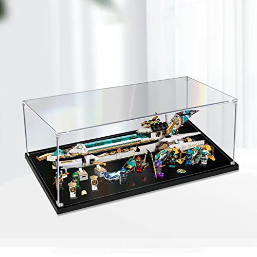 AZIZAT Clear Acrylic Display Case Dustproof Box Display Box for Lego 71756 NINJAGO Hydro Bounty Building Kit Collectibles Model Only Storage Box 3mm