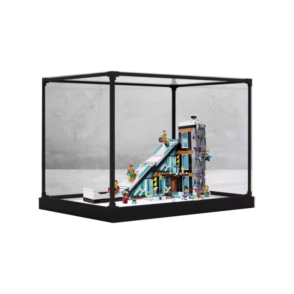 Acrylic Display case for Lego 60366 Rock Climbing Ski Resort Model Dustproof Transparent collections Display Case display box only White base