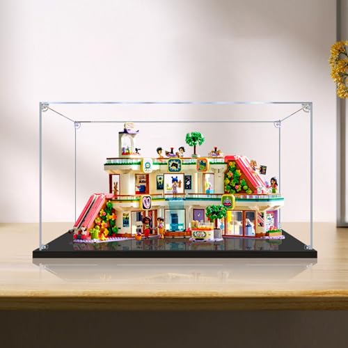 AZIZAT Acrylic Display Case It Is Compatible with Lego 42604 Heart Lake Building Kit Model Collectibles Dustproof Clear Display Box only Display Case Transparent black base