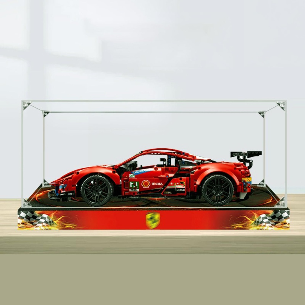 AZIZAT Acrylic Display Case Clear Show BoxDisplay Box for Lego 42125 F 488 GTE Race Car Building Model Only Storage Box3mm Color base version