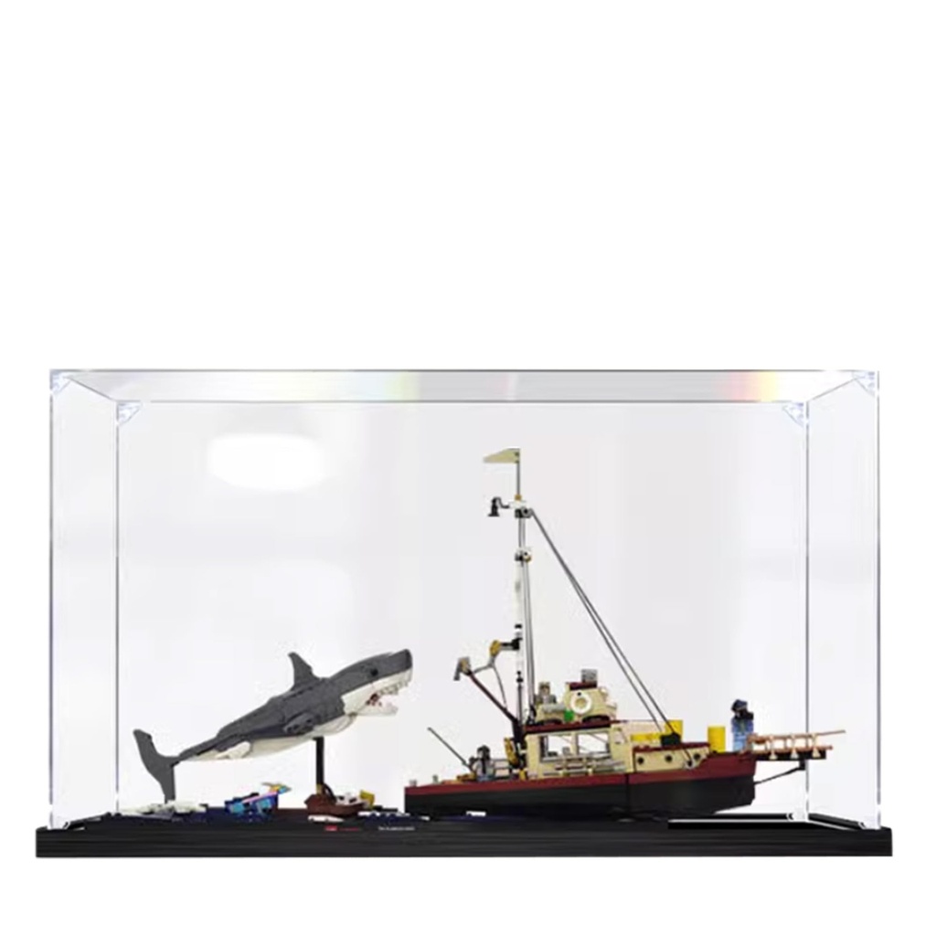 Acrylic Display Case for Lego 21350 Great White Shark Killer Whale Ship Building SetClear Display Case DustProof Display Case Compatible with Lego 21350 Only Display Case Transparent 3mm