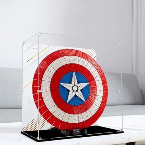 Acrylic Display case Compatible with Lego 76262 Captains Shield Display Box kitdustproof UVResistant Transparent Display case Display case only kit not Included Backgrounds 3mm