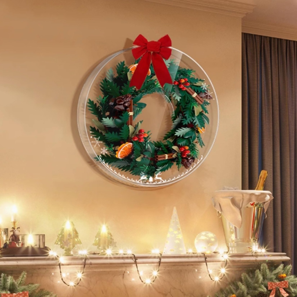 Acrylic 3mm Display Box for Lego 10340 Christmas Wreath Transparent Dustproof Display Box Storage Box Compatible with Lego 10340 Model Model Not Included
