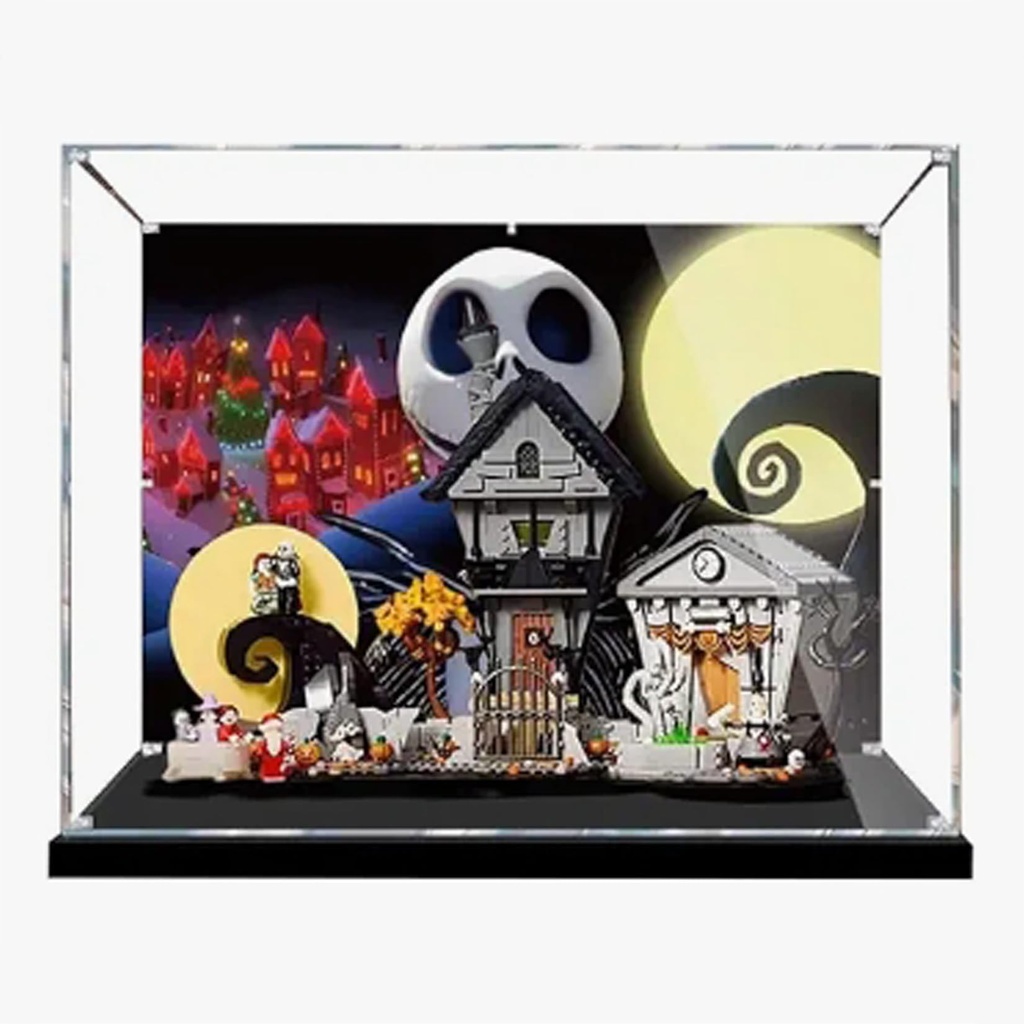 Acrylic 3mm Display Box for Lego 21351 The Nightmare Before Christmas Model Transparent Dustproof Display Box Compatible with Lego 21351 Construction kit Model Not Included Background Style