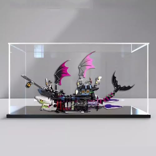 Acrylic Display Clear Collectors Box Compatible with Lego 71469 Shark Boat Building Block Model Dust Storage Box Display Box Box Only Black Base