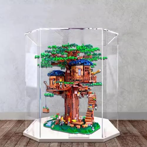 Acrylic Display case for Lego 21318 Treehouse Model Dustproof Transparent Collections Display Case Display Box only White Base