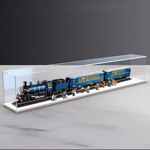 Acrylic Display case Compatible with Lego 21344 Orient Express Display Box kit Transparent Dustproof Protection Collection Organizer Storage Cabinet Box Only White Base