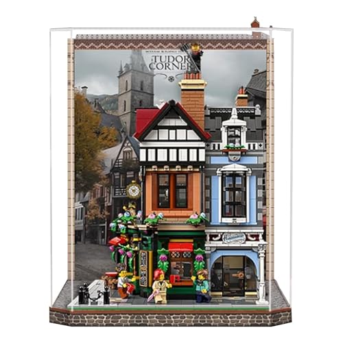 Acrylic Clear Display Case for Lego 10350 English Corner Street View Model Collectibles Countertop Display Case Gift Dust Box Organizer Display Box only