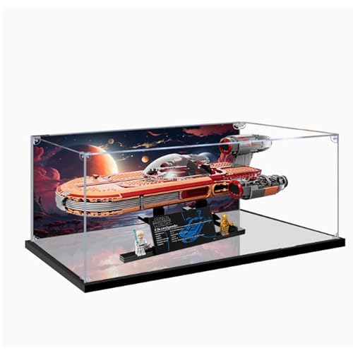 Acrylic Display case Compatible with Lego 75341 Luke Skywalker Land Speeder Display Box kitdustproof UVResistant Transparent Display case Display case only Mirror Background Airbrush