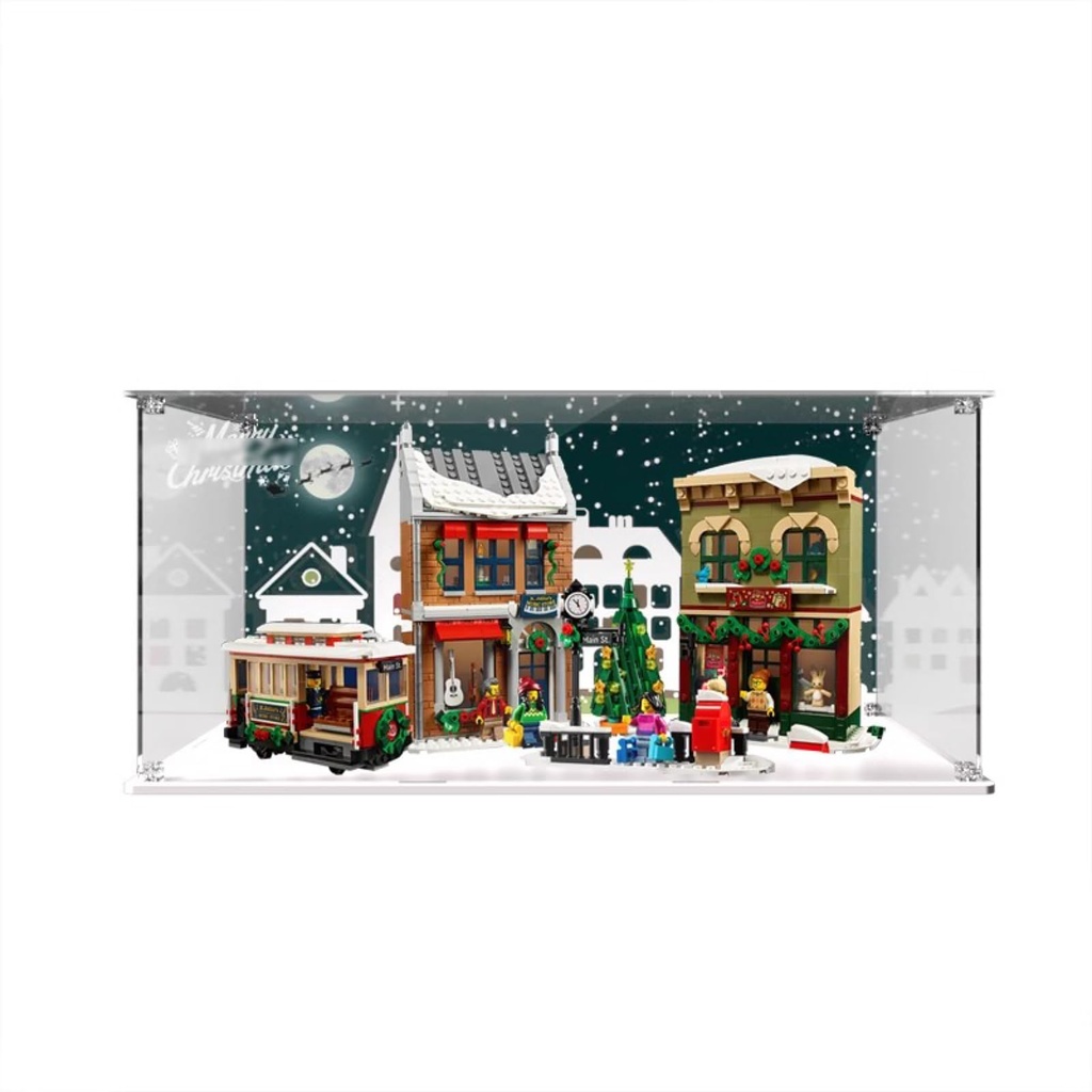 AZIZAT Acrylic Display CaseIts Compatible with Lego Holiday Main Street 10308 Building Kit Suitable for Model Display Dust Prevention CollectionOnly Display Case Background B