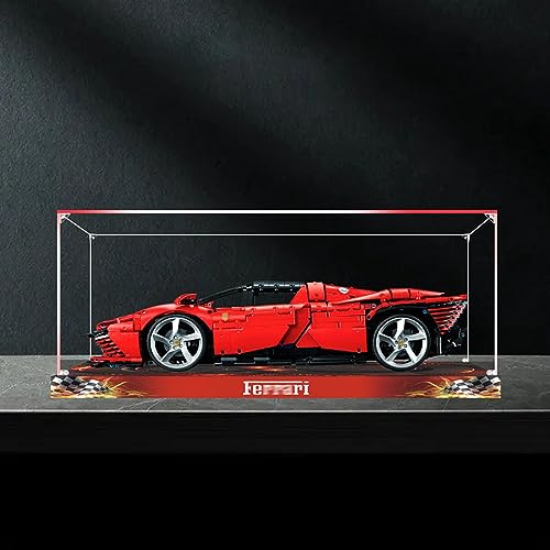 AZIZAT Acrylic Display Case Is Compatible with Lego 42143 Rally Sports Car Building Kit Model Collectibles Dustproof Clear Display Box only Storage Box Color base