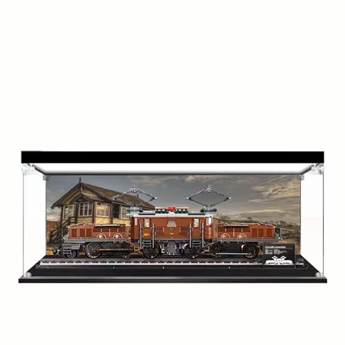 Acrylic Display Case for Lego 10277 Train Model Dustproof Storage Box Display Cabinet Only Without Model Set With backgroundupper light box