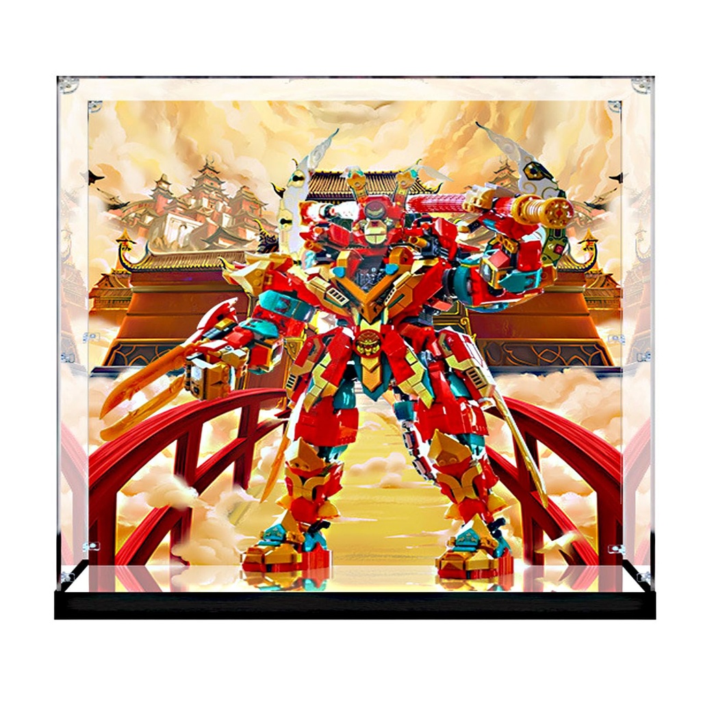 For lego display boxsuitable for LEGO 80045 Monkey King Transformation Mecha Model Transparent Solid Display Box Model not included Mirror spray painting thickened model 3mm