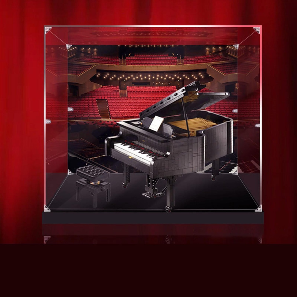 AZIZAT Acrylic Display Case Clear Show BoxDisplay Box for Lego 21323 Piano Building Block Model Only Storage Box3mm Background Version