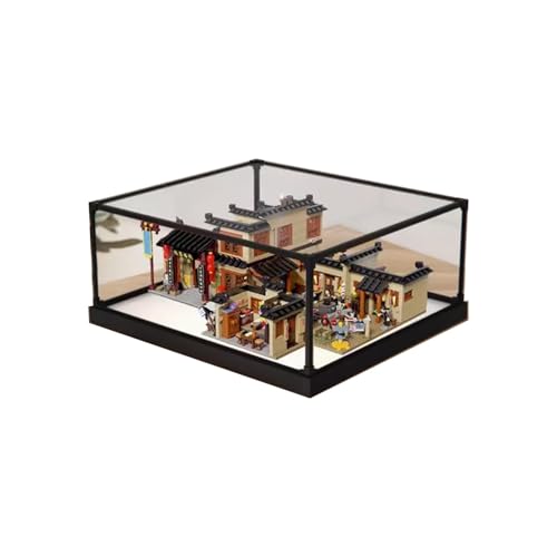 Acrylic Display case for Lego 86220 Inn Backyard Model Dustproof Transparent collections Display Case display box only White base
