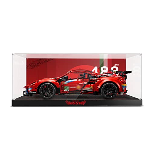 AZIZAT Acrylic Display Case Clear Show BoxDisplay Box for Lego 488 GTE 42125 Building Model Only Storage Box background