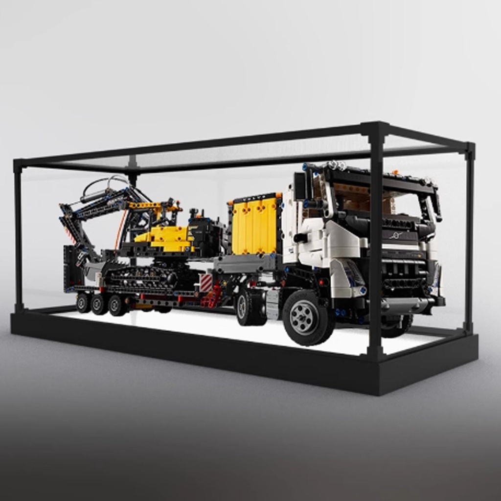 Acrylic Display Case for Lego 42175 Trucks and excavators Model Dustproof Transparent Collections Display Case Display Box only White Base