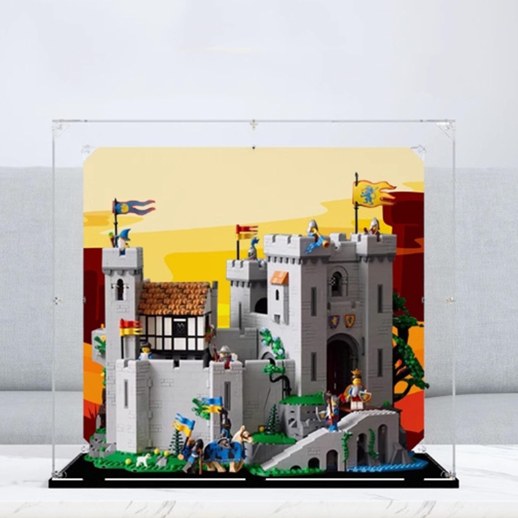 Acrylic Display case Compatible with Lego 10305 The Lion Knights Castle Display Box kitdustproof UVResistant Transparent Display case Display case only kit not Included 3mm Background B