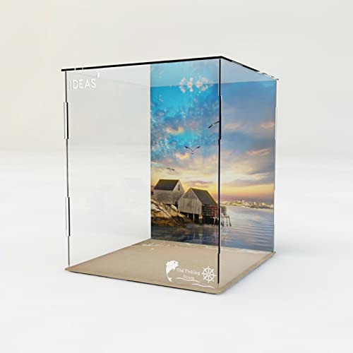 AZIZAT Acrylic Display Case Clear Show BoxDisplay Box for Lego 21310 The Old Fishermans Hut Building Model Only Storage Box
