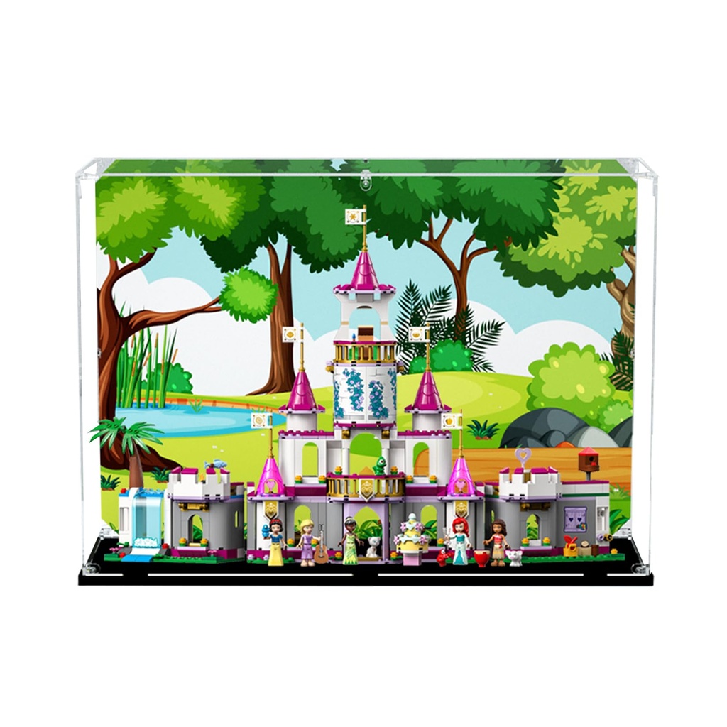 Acrylic Display Case for Lego 43205 Disney Princess Ultimate Adventure Castle Showcase Protect Decorate Model with Dustproof Storage Background A