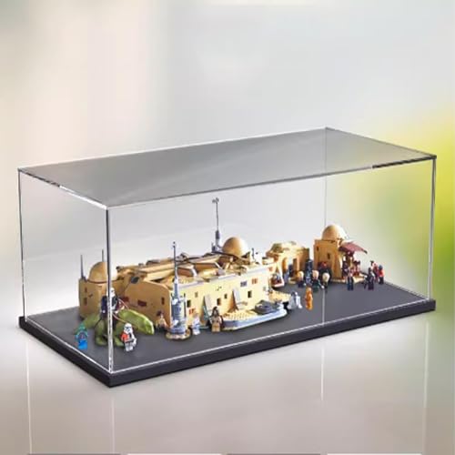 Acrylic Display case for Lego 75290 Bistro Model Dustproof Transparent Collections Display Case Display Box only Black Base